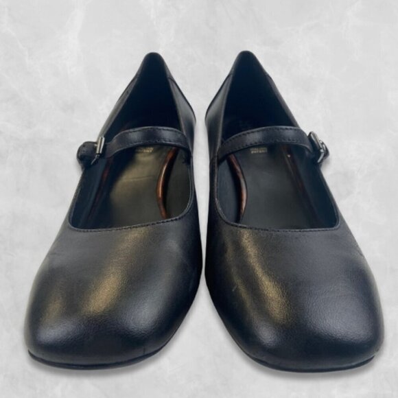 Geox Respira Mary Jane Block Heels Italian Patent Adjustable Strap Black 36 NWOT - Picture 2 of 14